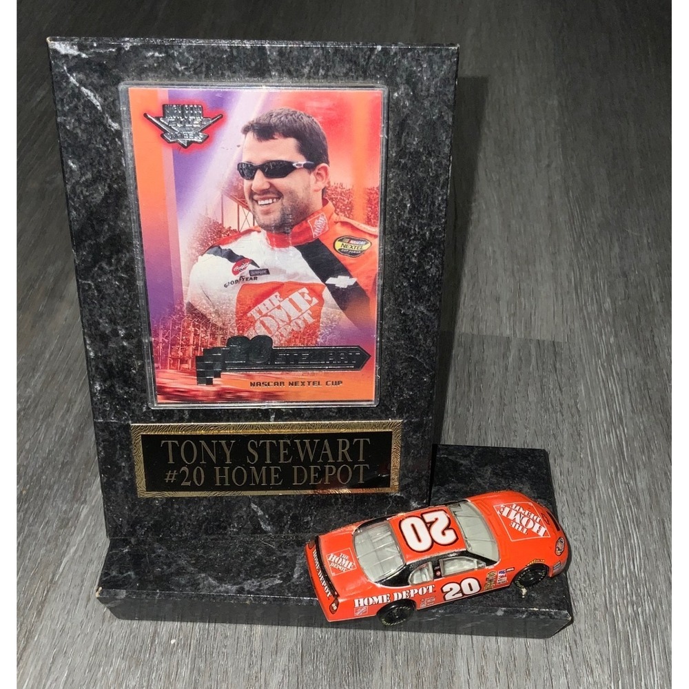 Tony Stewart #20 Home Depot Car + Card Plaque Stand Up Display